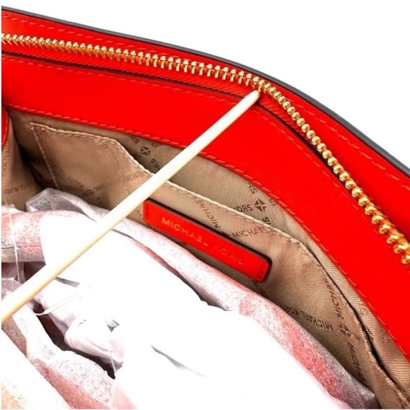 Michael Kors Sheila Small Center Zip Satchel Shoulder Crossbody Bag Orange/Gold - Picture 10 of 11